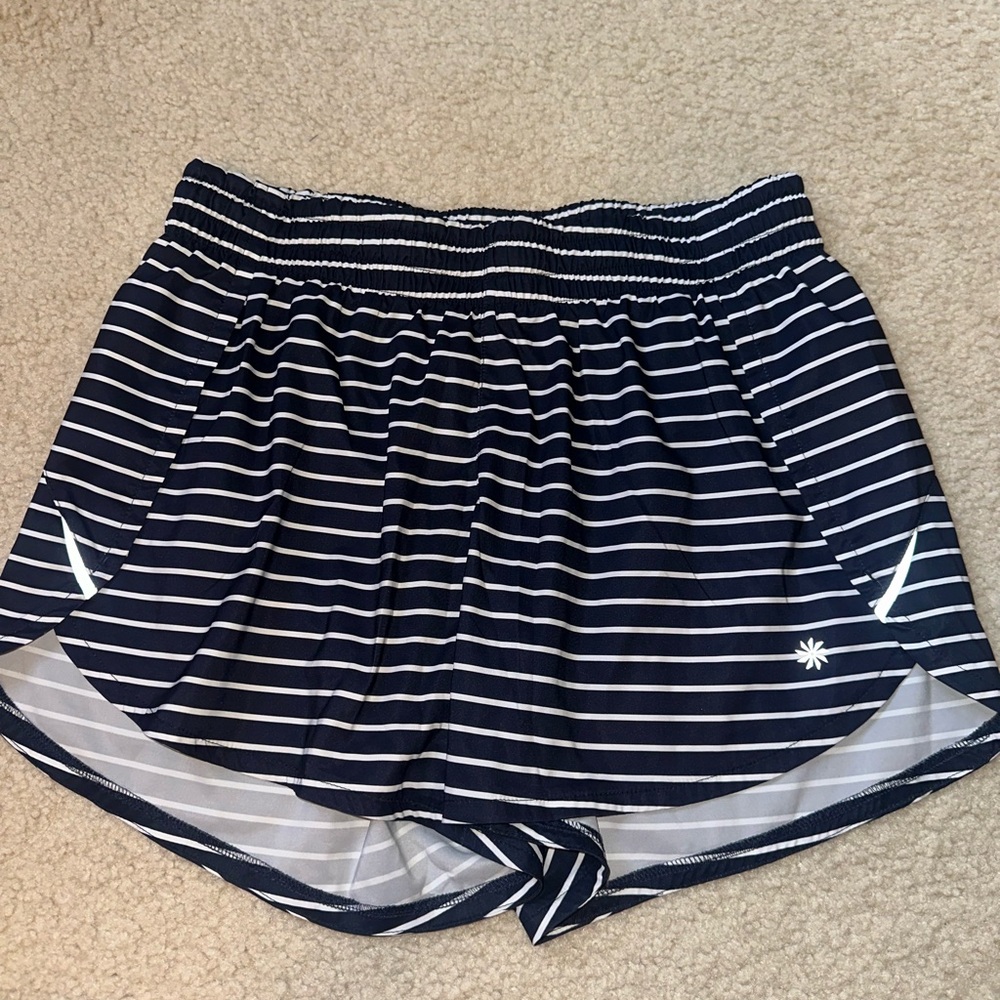 Athleta Navy and White Striped Athletic Shorts